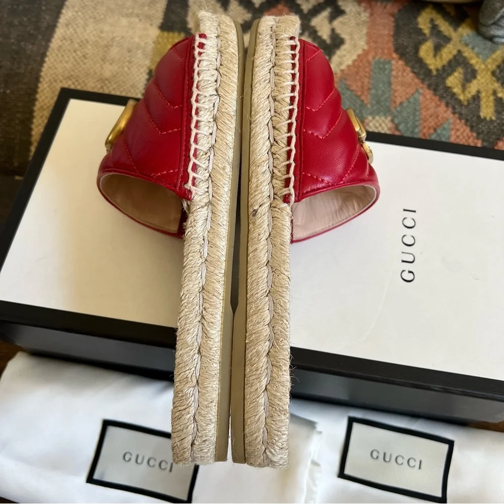 GUCCi Charlotte GG Marmont Nappa Leather Espadrilles Orig Box EU37 Worn Twice!